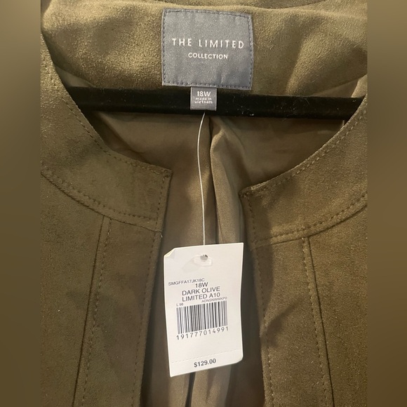 Limited Olive Green Women's Faux Suede Open Duster Jacket Plus Size 18 - Picture 4 of 7